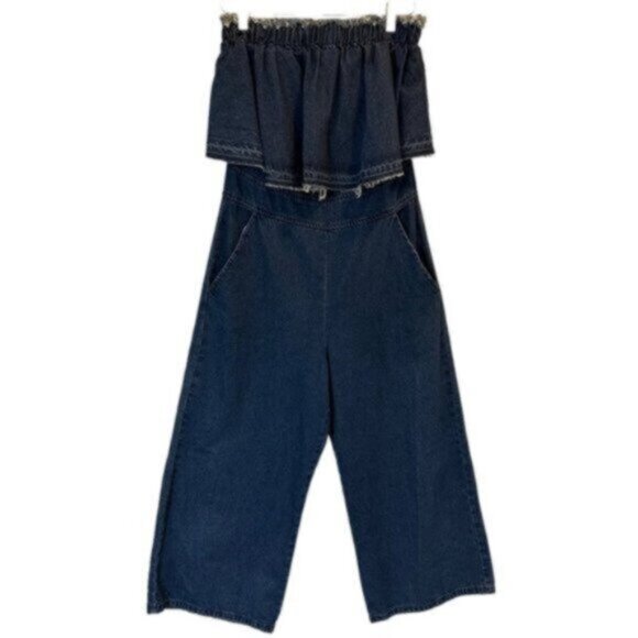 Anthropologie | Women's Blue Hei Hei Denim Strapless Romper Size Medium - Picture 6 of 15